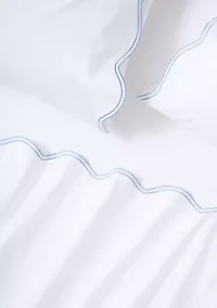 Wave Blue Embroidered 300 Thread Count Sheet Set