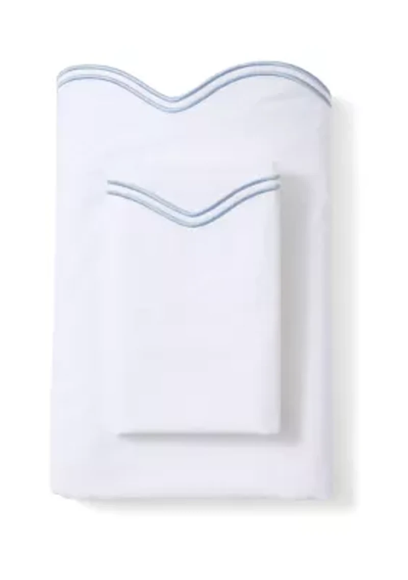 Wave Blue Embroidered 300 Thread Count Sheet Set