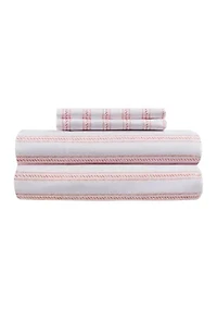 Coral Stripe Sheet Set