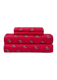 Red Poinsetta Printed Sheet Set