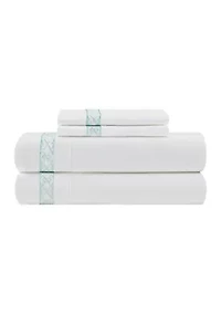 Embroidered Aqua Sheet Set