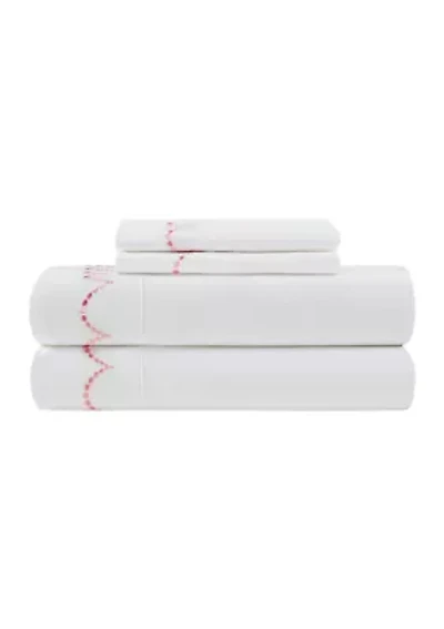 Embroidered Coral Scallop Sheet Set