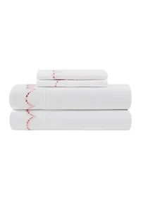 Embroidered Coral Scallop Sheet Set
