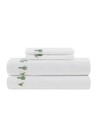 Embroidered Texas Cactus Sheet Set