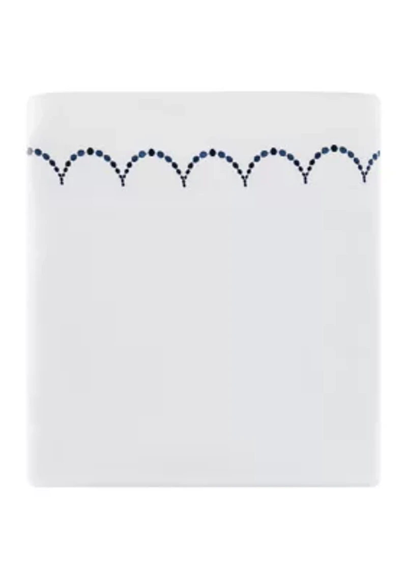 Embroidered Navy Scallop Sheet Set