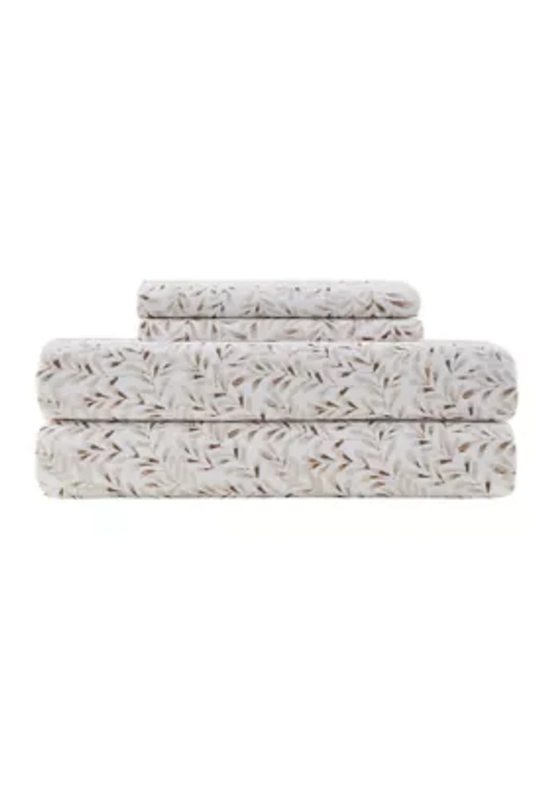 4 Piece Embroidered Microfiber Sheet Set