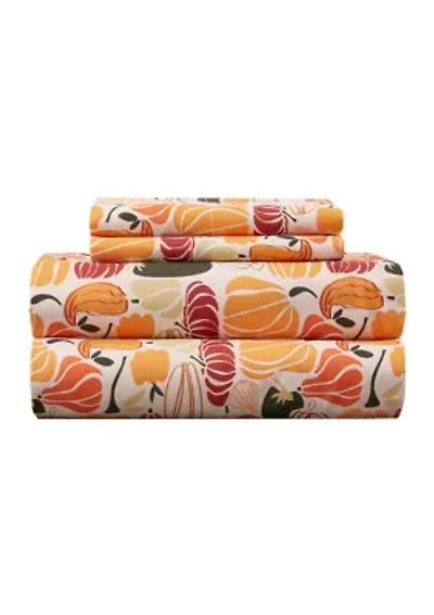 Fall Pumpkins Microfiber Sheet Set