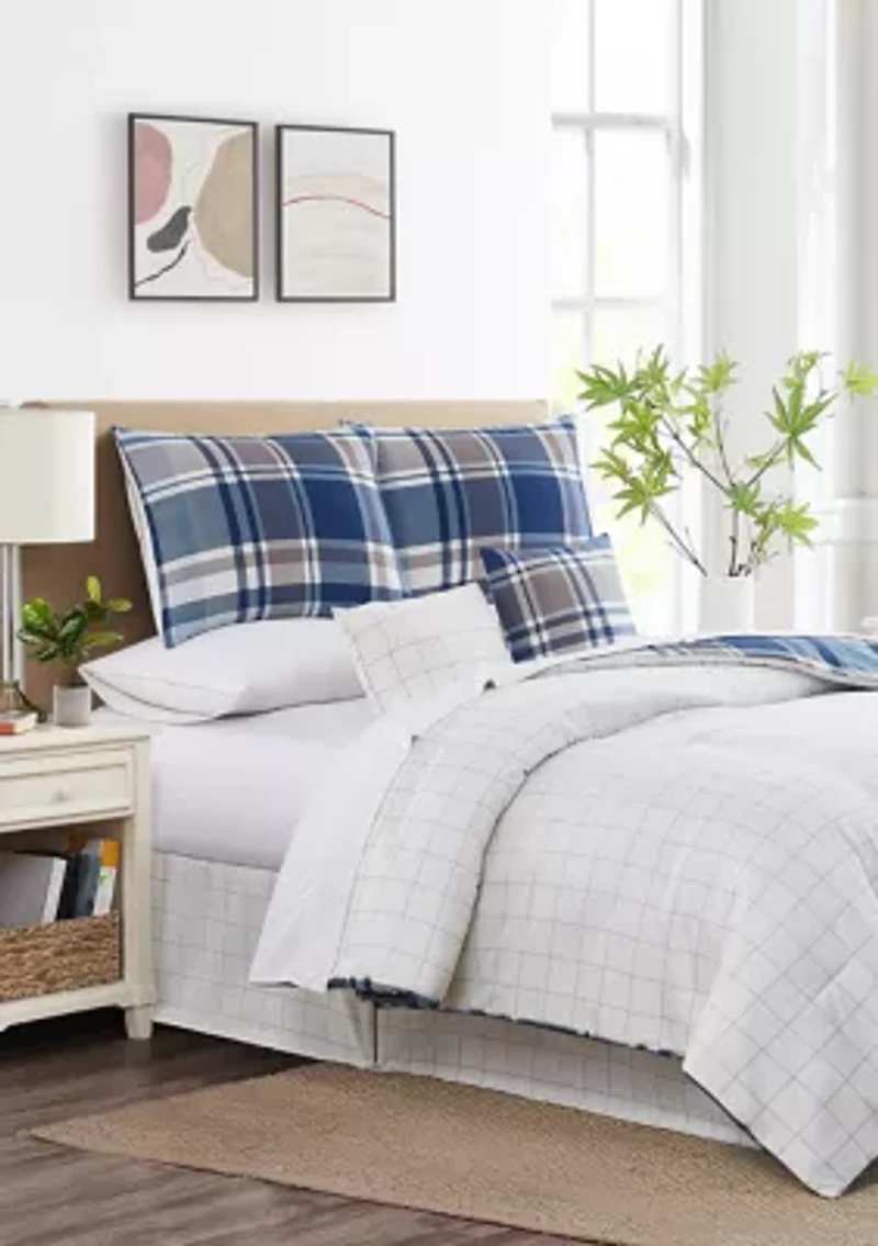 Plaid Printed 6 Piece Comforter Set