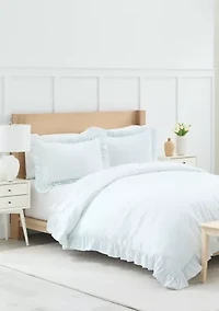 Striped Ruffle Trim Bedding Set