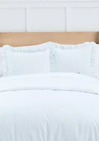 Striped Ruffle Trim Bedding Set