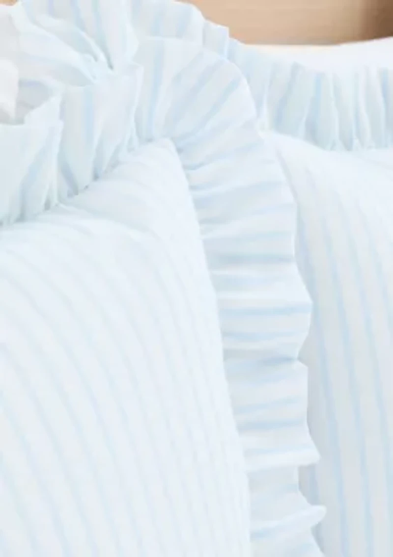 Striped Ruffle Trim Bedding Set