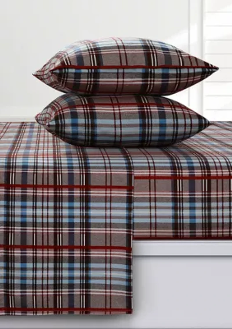 Brentwood Plaid 170-GSM Flannel Extra Deep Pocket Sheet Set