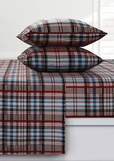 Brentwood Plaid 170-GSM Flannel Extra Deep Pocket Sheet Set