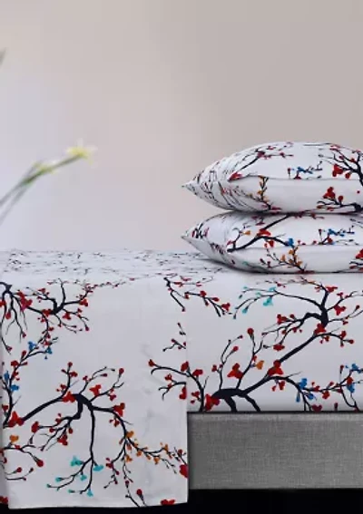 Emilia Tree 170-GSM Flannel Extra Deep Pocket Sheet Set Twin Multicolor