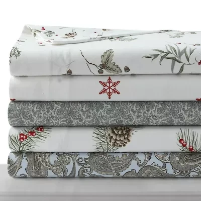 Pine Cones and Berries Portuguese Cotton Flannel Pillowcase Set