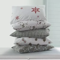 Pine Cones and Berries Portuguese Cotton Flannel Pillowcase Set