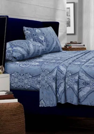 Atlantis Printed Cotton Extra Deep Pocket Sheet Set