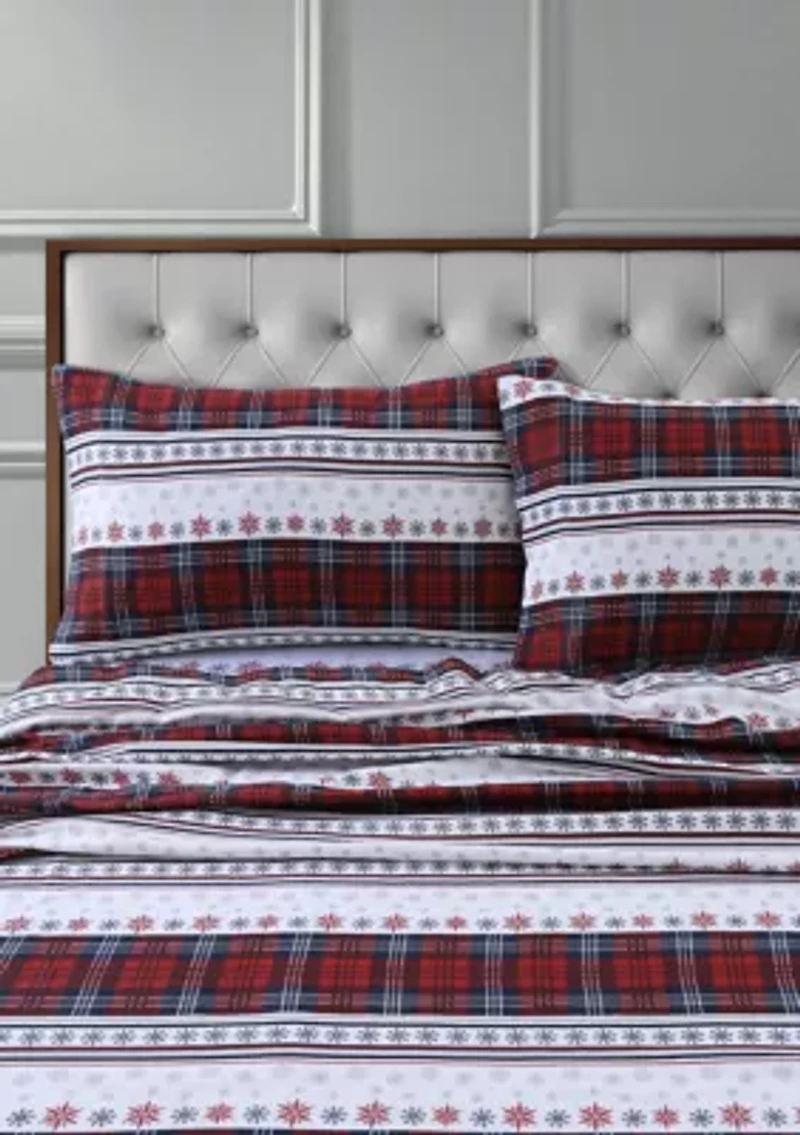 Comfy Stripe 170 GSM Cotton Flannel Printed Pillow Pair