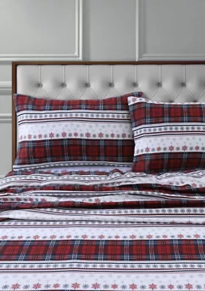 Comfy Stripe 170 GSM Cotton Flannel Printed Pillow Pair