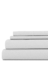 Sheet Set 4-Piece Patterned Microfiber Dots & Stripes Ultra Soft Bedding