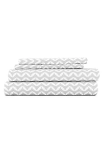 Sheet Set 4-Piece Patterned Microfiber Geometric Ultra Soft Bedding