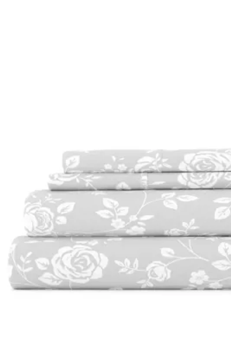 Sheet Set 4-Piece Patterned Microfiber Garden Farmhouse Ultra Soft Bedding