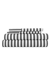 Sheet Set 4-Piece Patterned Microfiber Dots & Stripes Ultra Soft Bedding