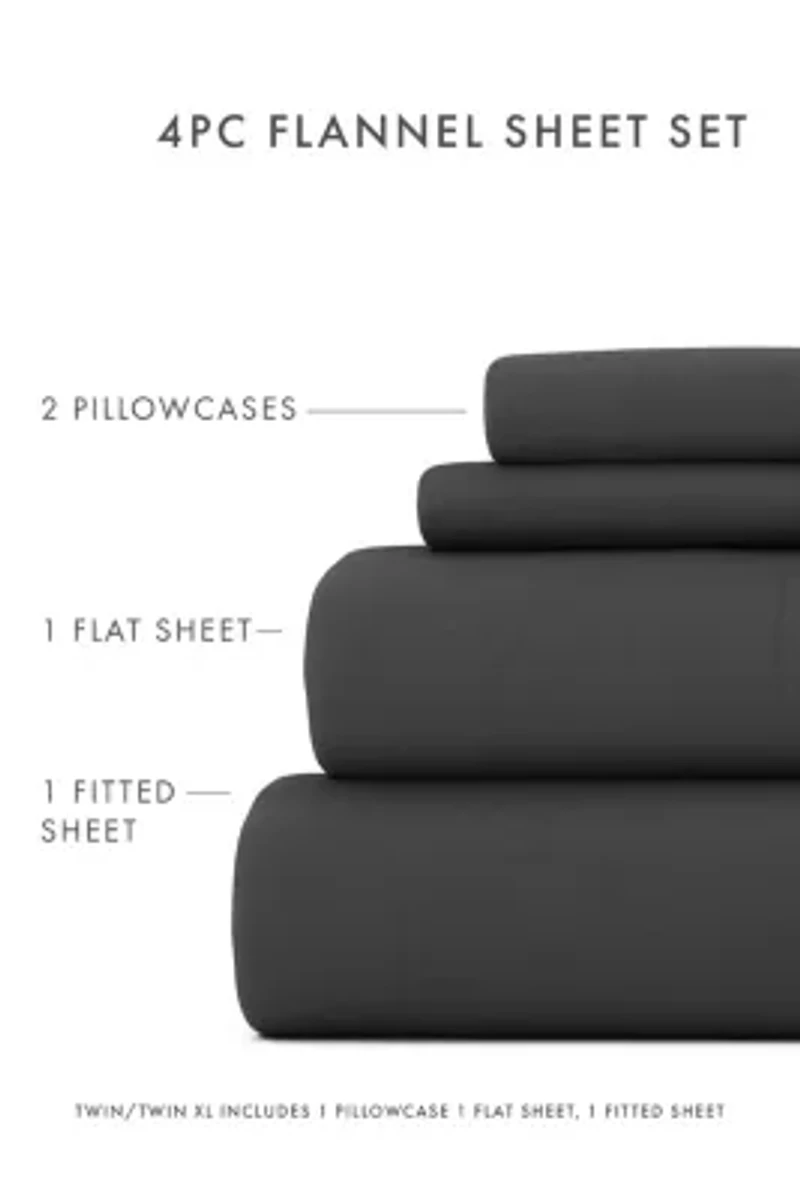 Sheet Set 4-Piece 100% Cotton Flannel Super Soft Bedding