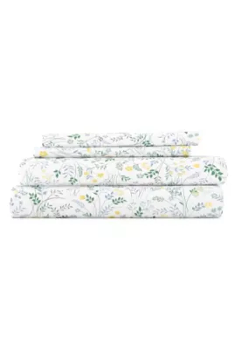 Sheet Set 3-Piece Patterned Microfiber Garden Farmhouse Ultra Soft Bedding