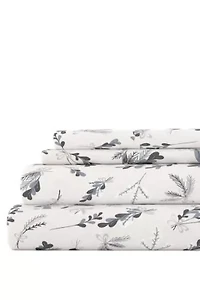 Sheet Set 4-Piece 100% Cotton Flannel Patterned Super Soft Bedding