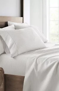Sheet Set Patterned Microfiber Ultra Soft Bedding Distressed Awning Stripe