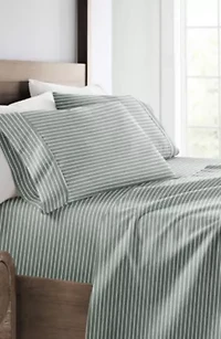 Sheet Set Patterned Microfiber Ultra Soft Bedding Distressed Awning Stripe