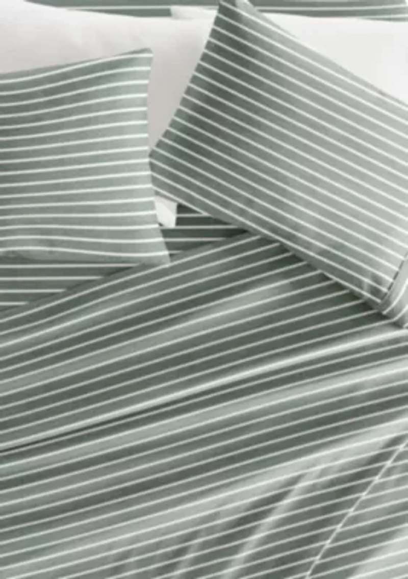 Sheet Set Patterned Microfiber Ultra Soft Bedding Distressed Awning Stripe