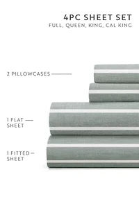 Sheet Set Patterned Microfiber Ultra Soft Bedding Distressed Awning Stripe