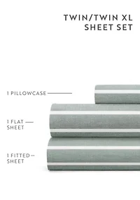Sheet Set Patterned Microfiber Ultra Soft Bedding Distressed Awning Stripe