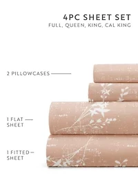Sheet Set Patterned Microfiber Ultra Soft Bedding Distressed Willow