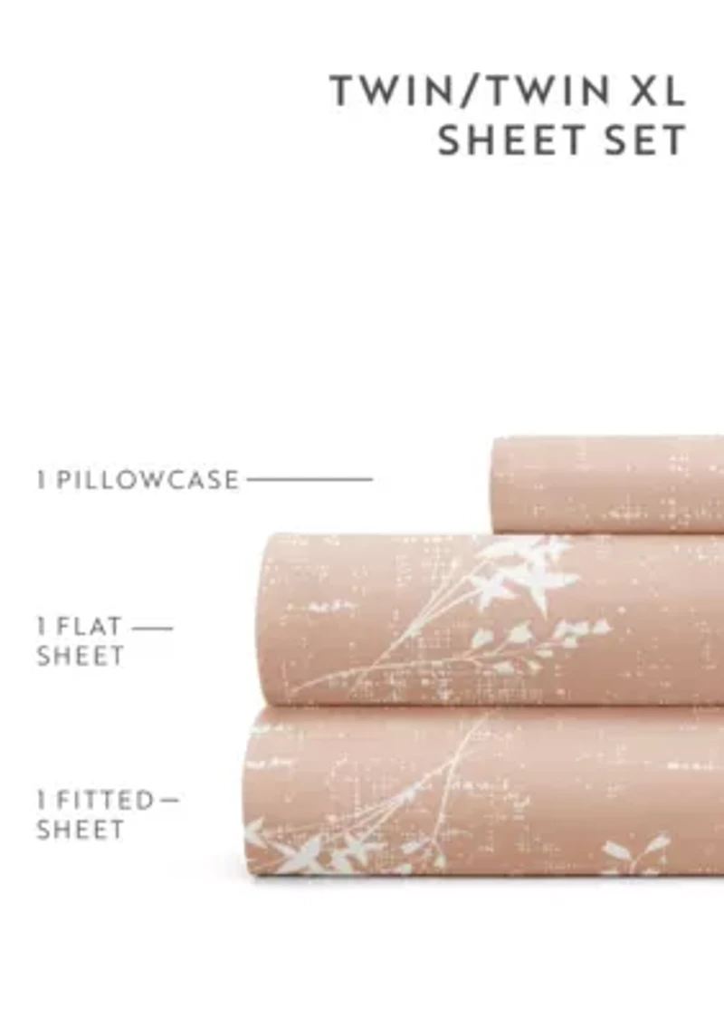 Sheet Set Patterned Microfiber Ultra Soft Bedding Distressed Willow