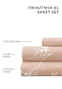 Sheet Set Patterned Microfiber Ultra Soft Bedding Distressed Willow
