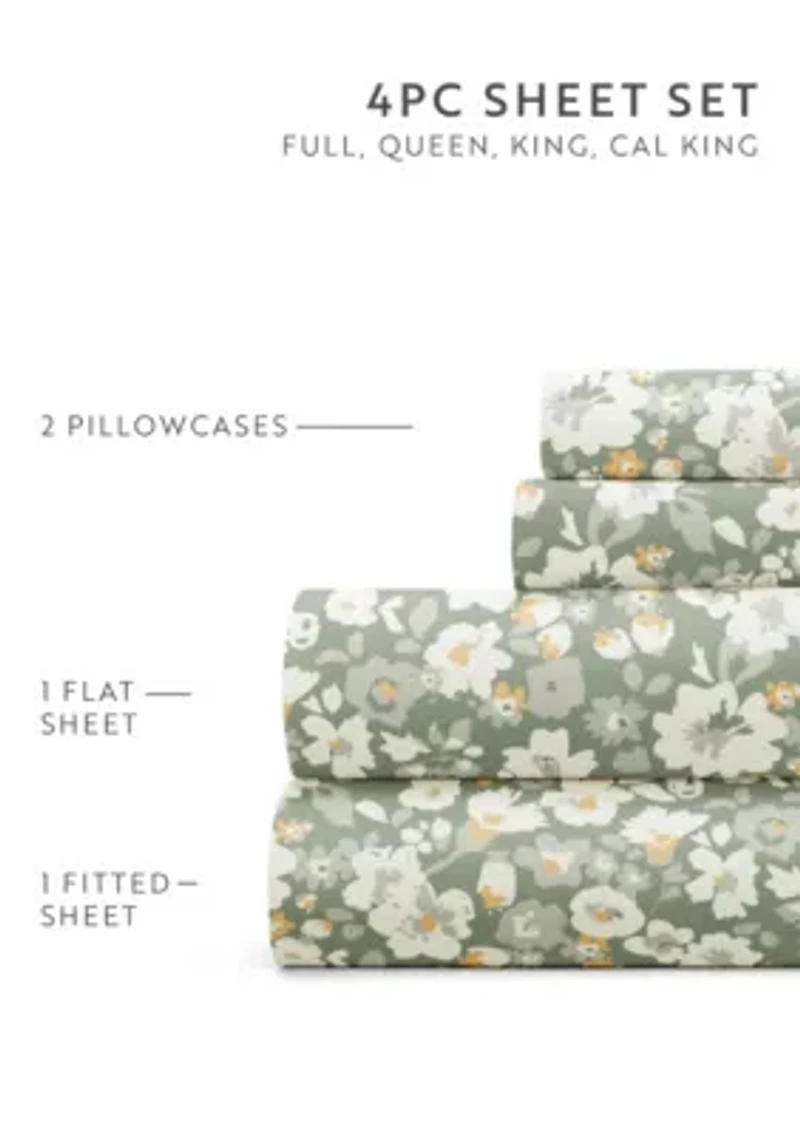 Sheet Set Patterned Microfiber Ultra Soft Bedding Floral Dream