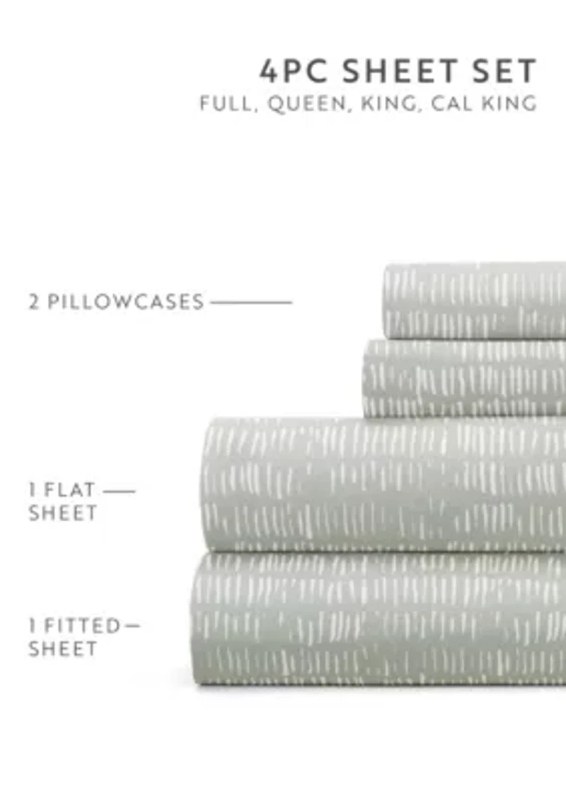 Sheet Set Patterned Microfiber Ultra Soft Bedding Dashed Lines