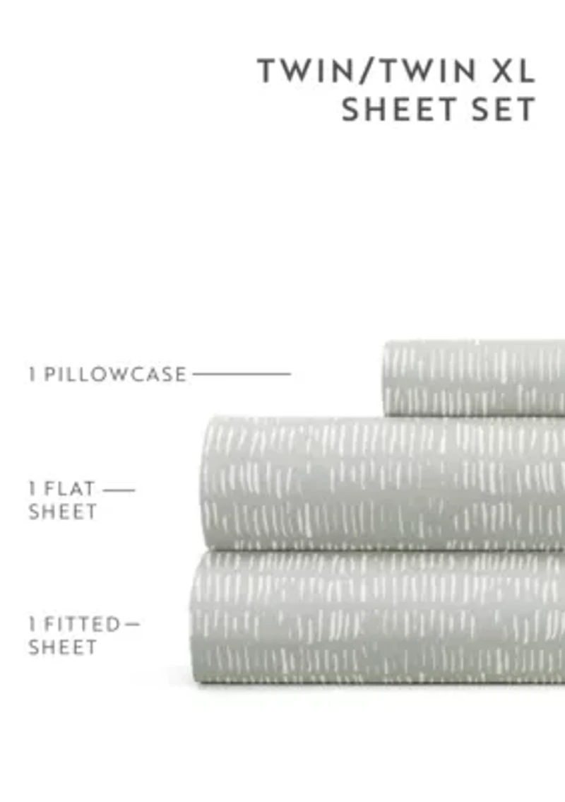 Sheet Set Patterned Microfiber Ultra Soft Bedding Dashed Lines