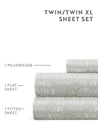 Sheet Set Patterned Microfiber Ultra Soft Bedding Dashed Lines