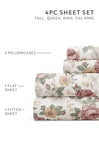 Sheet Set Patterned Microfiber Ultra Soft Bedding Blooming Floral