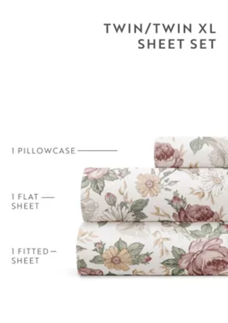 Sheet Set Patterned Microfiber Ultra Soft Bedding Blooming Floral
