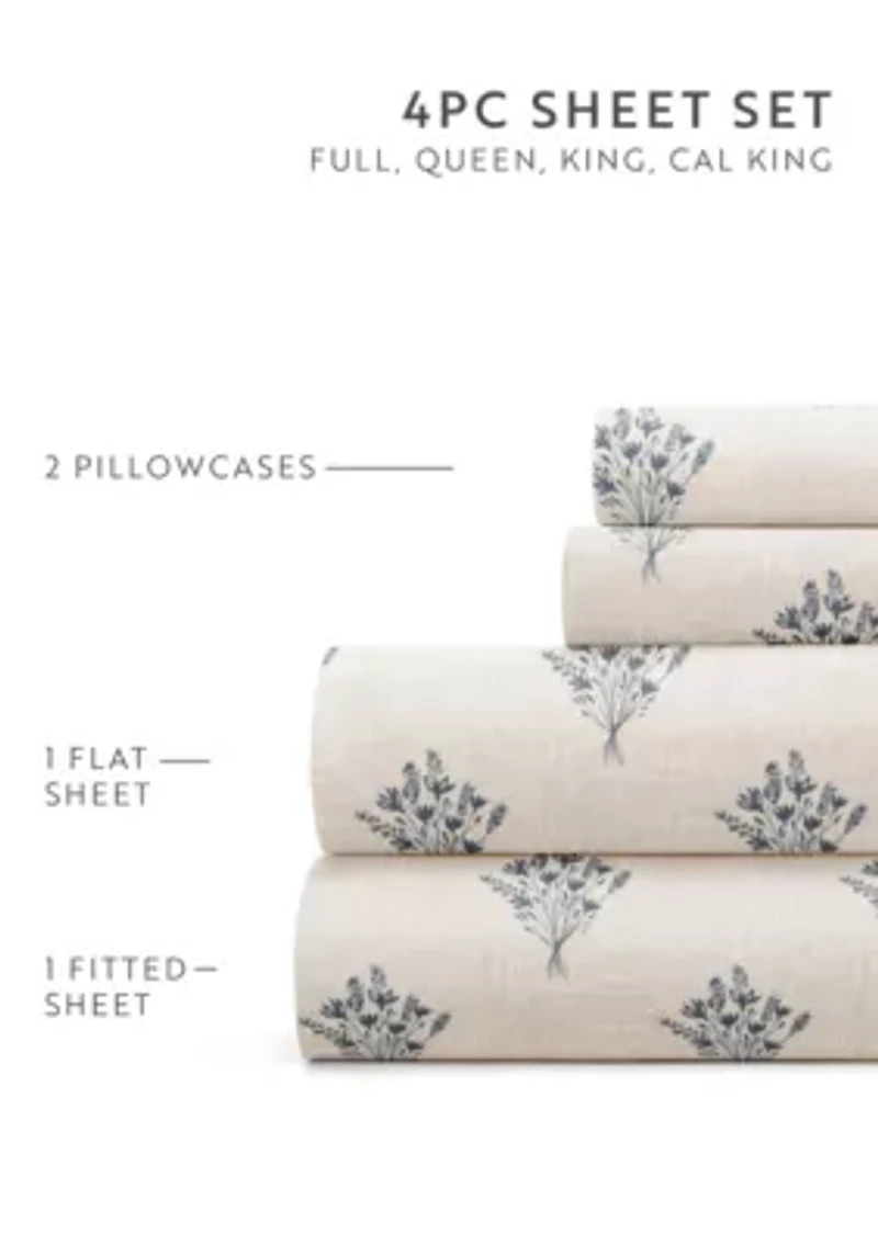 Sheet Set Patterned Microfiber Ultra Soft Bedding Floral Bouquet