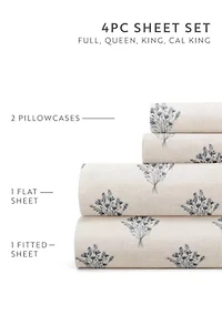 Sheet Set Patterned Microfiber Ultra Soft Bedding Floral Bouquet