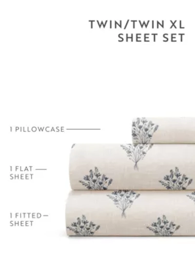 Sheet Set Patterned Microfiber Ultra Soft Bedding Floral Bouquet