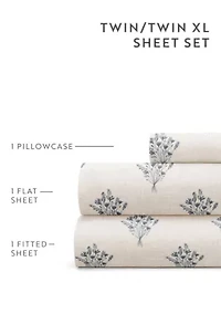 Sheet Set Patterned Microfiber Ultra Soft Bedding Floral Bouquet
