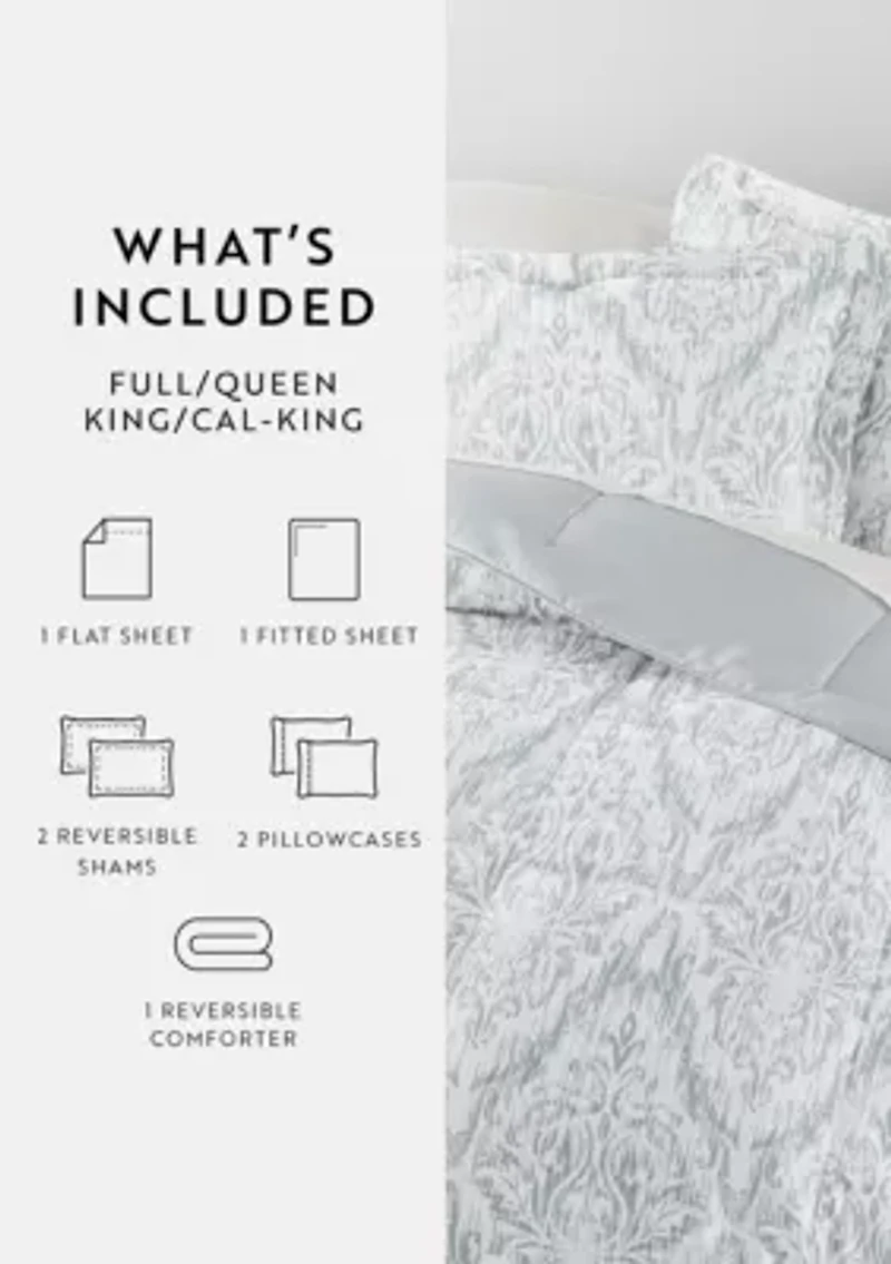 Bedding Bundle, Patterned Microfiber Comforter Set and Solid Sheet