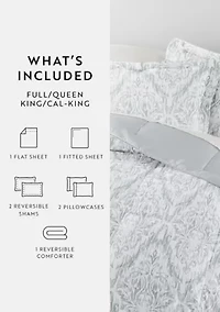 Bedding Bundle, Patterned Microfiber Comforter Set and Solid Sheet